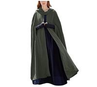 Duohropke Mantello da donna con cappuccio Cappotto Poncho Cappotto con cappuccio Cappotto Lose Trench Coat Medievale Robe Natale Cape Rinascimento Steampunk Cappotto di lana Gotico Cosplay