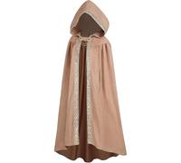 Duohropke - Mantello medievale da donna con cappuccio, mantello con manica, trench monocromatico, cappuccio rinascimentale, vampiro, mantello con cappuccio, cappotto per matrimonio, abito da sposa