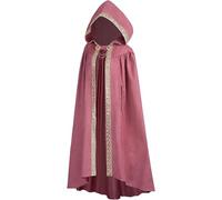 Duohropke Mantello medievale da donna rinascimentale, con cappuccio, con polsino, poncho, cappello, cappuccio, per Halloween, carnevale, cosplay, mantello in tinta unita, abbigliamento gotico, Colore