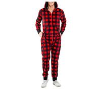 Duohropke Onesie - Tuta da uomo a maniche lunghe, in pile, con chiusura lampo su tutta la lunghezza, con cappuccio