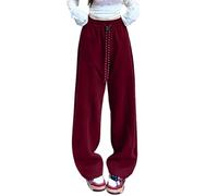 Duohropke Pantaloni da jogging da donna, caldi e termici, in pile, invernali, spessi, con tasche, fodera interna in sherpa, pantaloni sportivi Y2k, morbidi, per il tempo libero, comfort palazzo