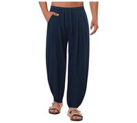 Duohropke Pantaloni harem da uomo, per il tempo libero, casual, da uomo, hippie, pantaloni da pescatore, fitness, yoga, goa, ballo, spiaggia, pilates, pantaloni sarouel baggy, Blu scuro, XL