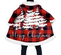 Duohropke Parka vichingo da uomo con cappuccio e figli del fenrir senza tempo Natale lungo Coat 3D stampato spesso Sherpa caldo foderato cardigan divertente Ugly Christmas Cardigan, 02 rosso, 4XL