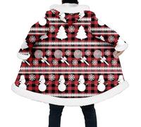 Duohropke Parka vichingo da uomo con cappuccio e figli del fenrir senza tempo Natale lungo Coat 3D stampato spesso Sherpa caldo foderato cardigan divertente Ugly Christmas Cardigan, 05 rosso, L