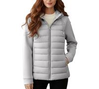 Duohropke Piumino da donna con calda imbottitura, giacca invernale patchwork trapuntata, giacca trapuntata, giacca invernale con cappuccio, elegante piumino alla moda, per le mezze stagioni, grandi