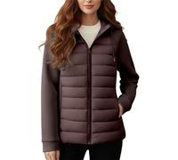 Duohropke Piumino da donna con calda imbottitura, giacca invernale patchwork trapuntata, giacca trapuntata, giacca invernale con cappuccio, elegante piumino alla moda, per le mezze stagioni, grandi