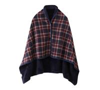 Duohropke Poncho da uomo e donna, invernale, caldo, cappellino a maglia, cardigan, spessa coperta in pile, coperta in peluche, coperta avvolgente con bottoni, scalda spalle in pile, giacca invernale