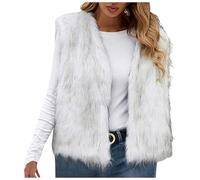 Duohropke Teddy - Gilet da donna senza maniche, in pelliccia sintetica, grigio chiaro, 3XL
