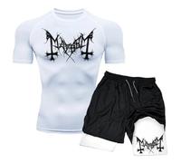 Duohropke Tuta da jogging da uomo, con stampa Spider, maglietta da palestra a compressione e fodera a compressione, set 2 in 1, asciugatura rapida, per il fitness, la corsa, lo sport, Wh1, S