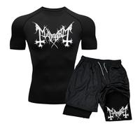 Duohropke Tuta da jogging da uomo, con stampa Spider, maglietta da palestra a compressione e fodera a compressione, set 2 in 1, asciugatura rapida, per il fitness, la corsa, lo sport, Bk2., L