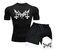 Duohropke Tuta da jogging da uomo, con stampa Spider, maglietta da palestra a compressione e fodera a compressione, 2 in 1, set corto a due pezzi, asciugatura rapida, per il fitness, abbigliamento