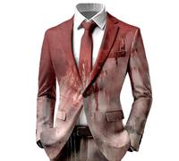 Duohropke Tuta giacca blazer da uomo per Halloween, giacca horror brutto blazer con stampa sanguinosa, camicetta spaventosa, top per feste, cosplay, per il tempo libero, giacca per le mezze stagioni