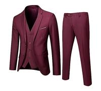 Duohropke Vestito da uomo, 2 pezzi, gilet da uomo, ragazzo, festa, uomo, nero, abito da sposa, abito da lavoro, smoking, 2 pezzi, abito da lavoro, 01#rosso, S