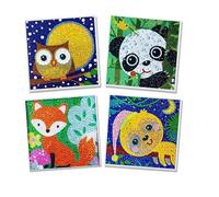 DUOJIN 4 kit per pittura a mosaico 5D con diamanti per bambini, punto croce, ricamo fai da te, decorazione e regali (4 pezzi)