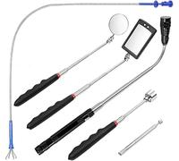 DUOJIN 6 Pezzi Strumento Magnetico per Pickup, 1.5/4/20lb Strumento di Prelievo Magnetico e Specchio di Ispezione Quadrato/Circolare, con LED Illuminato e Maniglia Telescopica Rotante a 360°
