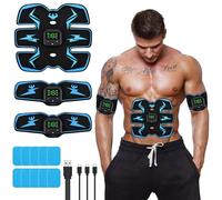 DUOJIN Elettrostimolatore Muscolare - EMS Elettrostimolatore Addominali,6 modalità e 19 intensità, Stimolatore Muscolare Glutei/Addome/Braccia/Gambe