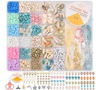 DUOJIN Kit perline fai da te Conchiglia Turchese, bracciale regolabile, piede concio, perla di lettere, perla di argilla polimero, orecchino collana boemia, creazione a mano