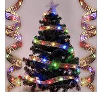 DUOJIN Luminosa a Nastro Decorativa per Albero di Natale, 5 m 50 LED per Batteria AA alimentata, Luci da Fata Dorata per Decorazione di Festa di Natale di Halloween del Ringraziamento, Multicolore