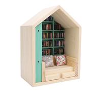 Duokon Kit Mini Casa Libreria Kit Casetta in Legno di Pino con 200 Dettagli di Libri 2 Ornamenti per Cuscini Accento Decorativo per Libreria per Camera da Letto Studio Scrivania Cafe