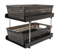 Duokon Organizzatore per il Bagno a 2 Ripiani, Cassetto Estraibile in Plastica, 22 X 32 X 26,5 Cm con Maniglie e Divisori, Sottolavabo, Vanity, Dispensa, Scrivania, Uso Ufficio