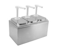 Duokon Pompa per Dispenser di Salsa in Acciaio Inossidabile con capacità di Compressione da 30 Ml Dispenser per Condimenti in Plastica per Uso Alimentare per Ketchup, e Olio (Pompa tripla da 2 litri)