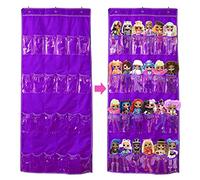 DUOLAM Borsa per Portaoggetti da Giocattoli Parete per Bambini(24 tasche), adatta per bambole piccole, automobili, Compatibile con la bambola LOL OMG con sorpresa (senza giocattoli) (Viola)