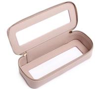 Duolan - Beauty case trasparente da viaggio per cosmetici da viaggio trasparente, B/Rosa-1, Slim, Borsa trasparente per pennelli da trucco