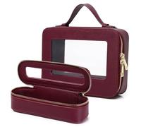 Duolan - Beauty case trasparente da viaggio per cosmetici da viaggio trasparente, G/Borgogna, L+Slim, Beauty case trasparente