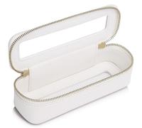 Duolan - Trousse trasparente da viaggio per cosmetici, con cerniera, trasparente, da viaggio, per donne, B/bianco, sottile, trasparente, B/Bianco, Slim, Sacchetto di trucco trasparente della spazzola