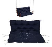 DUOLEH Cuscini per dondolo da giardino spesso 10 cm, con schienale e legacci, impermeabili per sedia lunga, per mobili da interni ed esterni (100 x 100 x 10 cm, blu scuro)