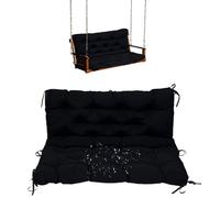 DUOLEH Cuscini per dondolo da portico spesso 10 cm, con schienale e legacci, cuscini per sedia lunga, impermeabili, per mobili da interni ed esterni (100 x 100 x 10 cm, nero)