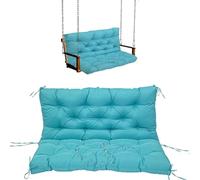 DUOLEH Cuscini per dondolo da portico spesso 10 cm, con schienale e legacci, cuscini per sedia lunga, impermeabili, per mobili da interni ed esterni (120 x 100 x 10 cm, azzurro)