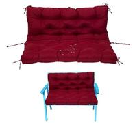 DUOLEH Cuscino per panca da giardino con schienale, 2-3 posti, cuscino antiscivolo, per dondolo da veranda, con legacci, impermeabile, per mobili da esterno (100 x 100 x 10 cm, rosso scuro)