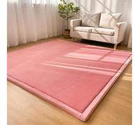 DUOLEH Tappeto rettangolare tatami, antiscivolo e traspirante, per soggiorno e camera da letto, tappeto a pelo basso, non perde pelo, tappetini per dormitorio, yoga e gattonare (180 x 200 cm, rosa)