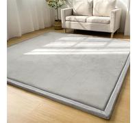 DUOLEH Tappeto rettangolare tatami, antiscivolo e traspirante, per soggiorno e camera da letto, tappeto a pelo basso, non perde pelo, tappetini per dormitorio, yoga e gattonare (200 x 300 cm, grigio