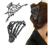 Duoleimi 2 Pezzi di fermacapelli gotici con Ragni. Accessori per la Decorazione dei Capelli per Halloween per un'acconciatura in Stile Punk e Y2K Ragno e Teschio.