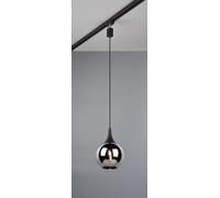 DUOLINE SOSPENSIONE LUMINA METALLO NERO E VETRO FUME' D. 18CM PER SISTEMA BINARIO E14