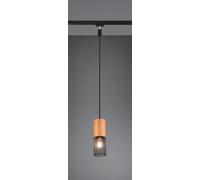 DUOLINE TOSH SOSPENSIONE METALLO NERO E LEGNO D. 8CM 1 LUCE ATTACCO E27