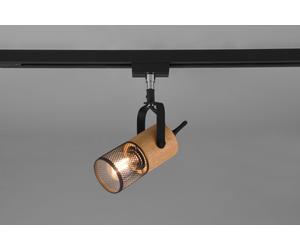 DUOLINE TOSH SPOT ORIENTABILE METALLO NERO E LEGNO H. 16CM 1 LUCE ATTACCO E14