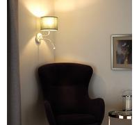 Duolla Applique a rullo, tessuto, bianco/salvia, lampada da lettura Duolla