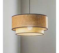 Duolla Lampada a sospensione Boho, marrone/legno, Ø 45 cm, tessuto/rattan Duolla