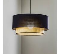 Duolla Lampada a sospensione Boho, nero/legno, Ø 45 cm, tessuto/rattan Duolla