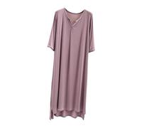 DuomaiJJ Camicia da Notte Modal di Grandi Dimensioni Veste A Maniche Corta Abito Donna Long Skirt Pullover Nightdress Casa-Viola-codice Universale