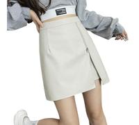DuomaiJJ Minigonna Gonna da Donna Autunno E Inverno alla Moda Invernale Flitta Nera Puma Corta Alta Gita Anhetta A Una Linea-Bianco-l