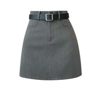 DuomaiJJ Minigonna Sillumi Grigia A-Line per Donne con Una Gonna Anderia Sottile Versatile Alta-Grigio-s