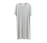DuomaiJJ Pigiama Uomo Estivo Modal Modal's Night in Camicia da Notte Lunga Lunghezza A Maniche Corte V Accomo-Grigio Chiaro-XXL