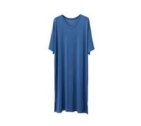 DuomaiJJ Pigiama Uomo Estivo Modal Modal's Night in Camicia da Notte Lunga Lunghezza A Maniche Corte V Accomo-Blu-XXXL