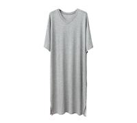 DuomaiJJ Pigiama Uomo Estivo Modal Modal's Night in Camicia da Notte Lunga Lunghezza A Maniche Corte V Accomo-Grigio-XL