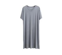 DuomaiJJ Pigiama Uomo Estivo Modal Modal's Night in Camicia da Notte Lunga Lunghezza A Maniche Corte V Accomo-Grigio Medio-XXL