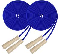 duomaoyi Corda elastica doppia, 4,9 m, set da due pezzi, lunghezza regolabile, con manici in legno, adatto per bambini e adulti nel salto di squadra